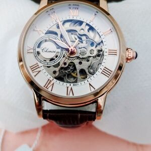 Rose Gold Skeleton Watch for Women
